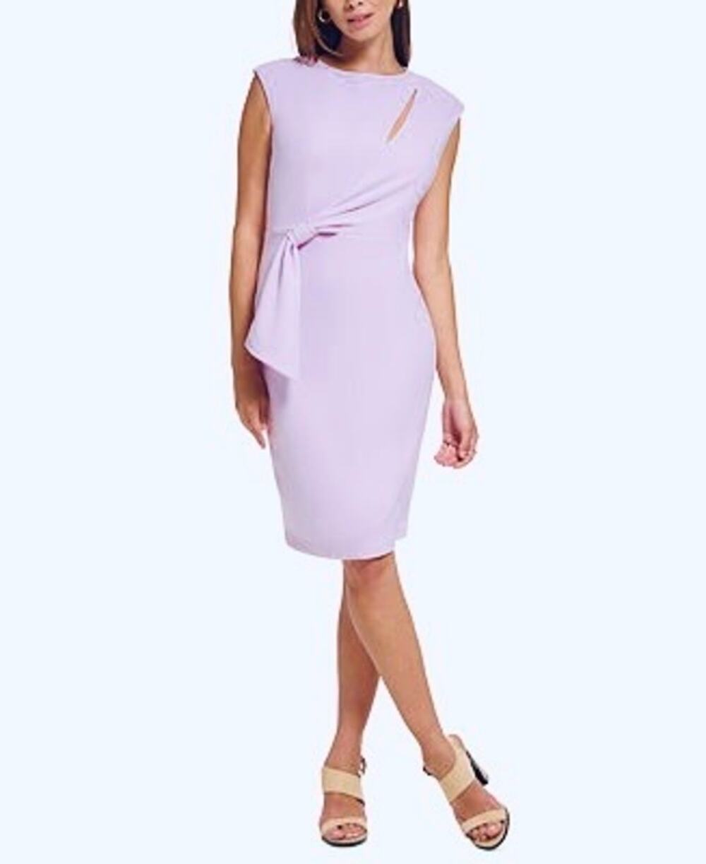 NWT Calvin Klein Keyhole Side-Tie Sheathโ Dress Pastel Purple 10 Lilac Lavender